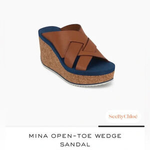 See be Chloe Mina open toe wedge sandal SZ 37/7